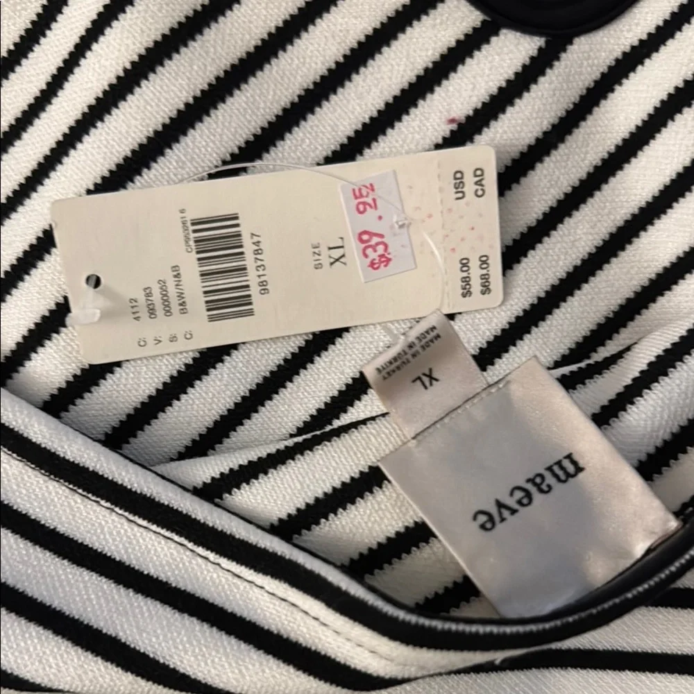 Anthropologie Maeve Monochrome Striped Top - Picture 2 of 3